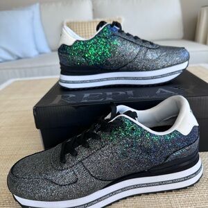 Replay Glitter Sneakers - Black and Green- 9.5 NIB- sold out